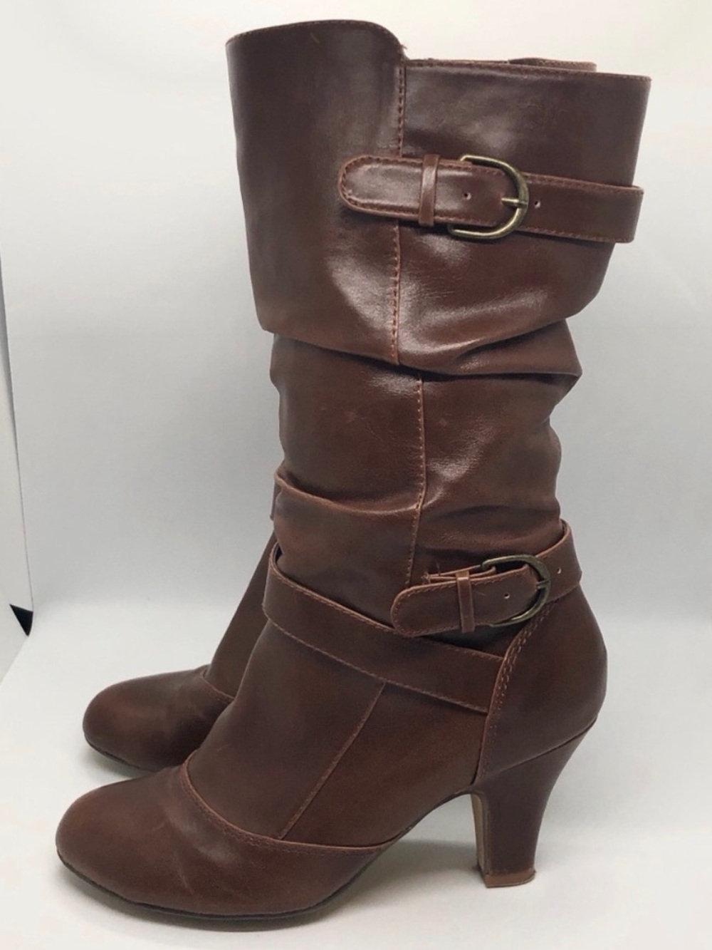TAXI Light Brown Heeled Leather Boots, Size 38 / 7.5